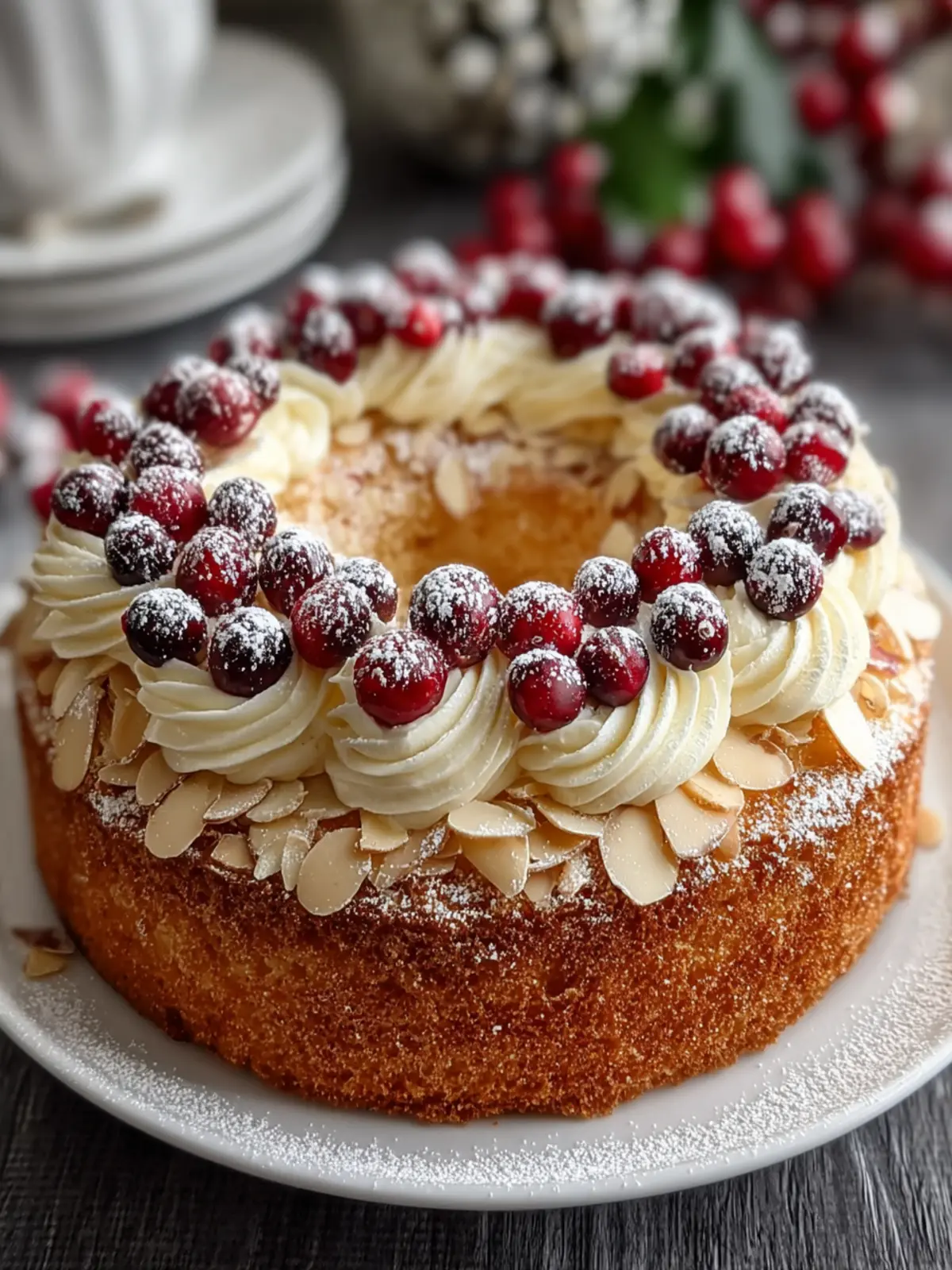 Festive Almond Cranberry Cake First Image