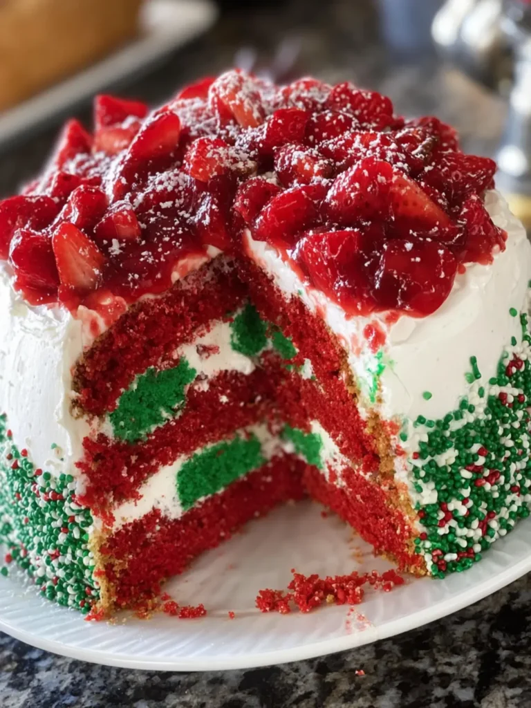 Festive Red and Green Cake First Image