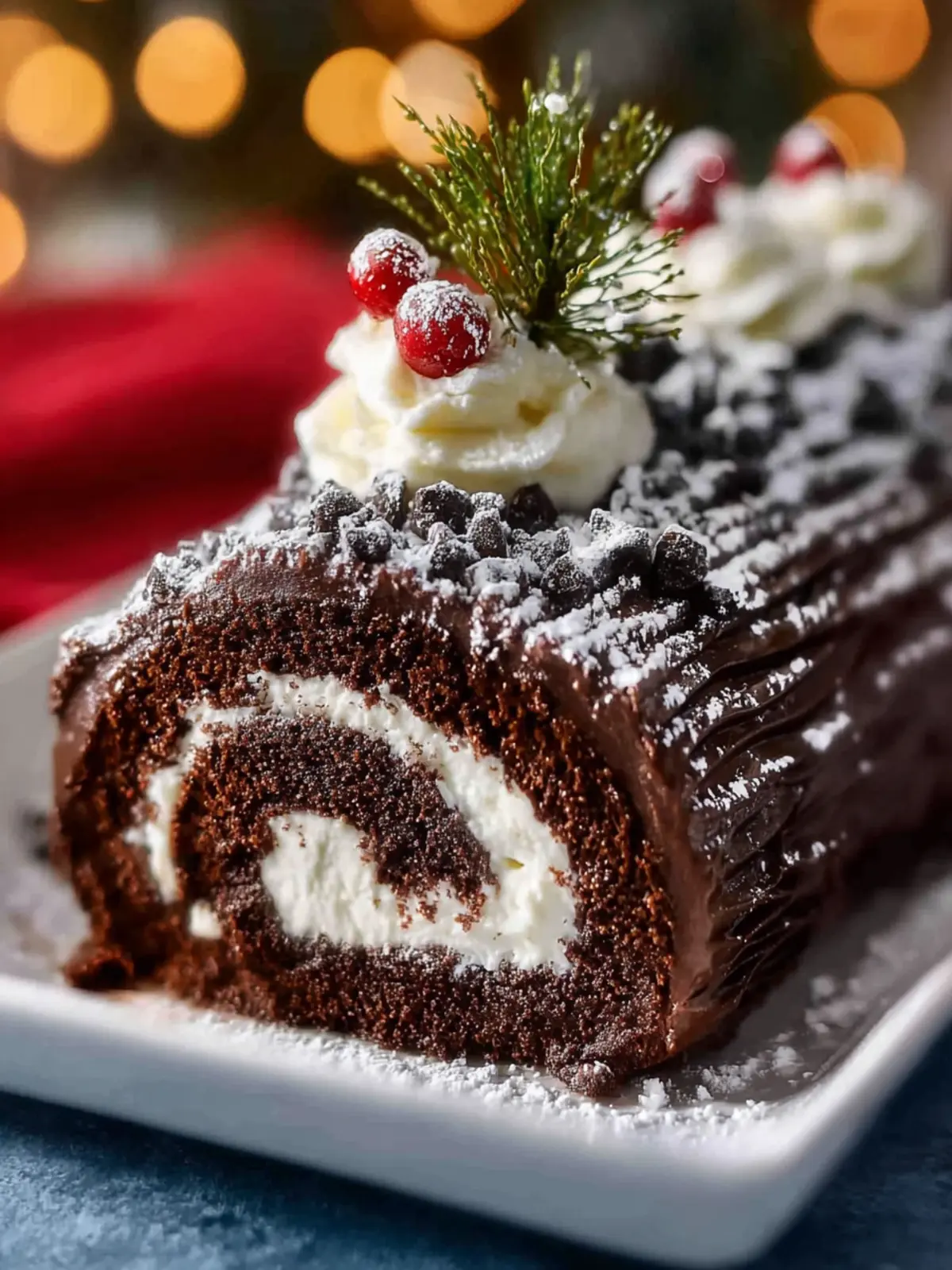 Chocolate Yule Log Cake Recipe First Image