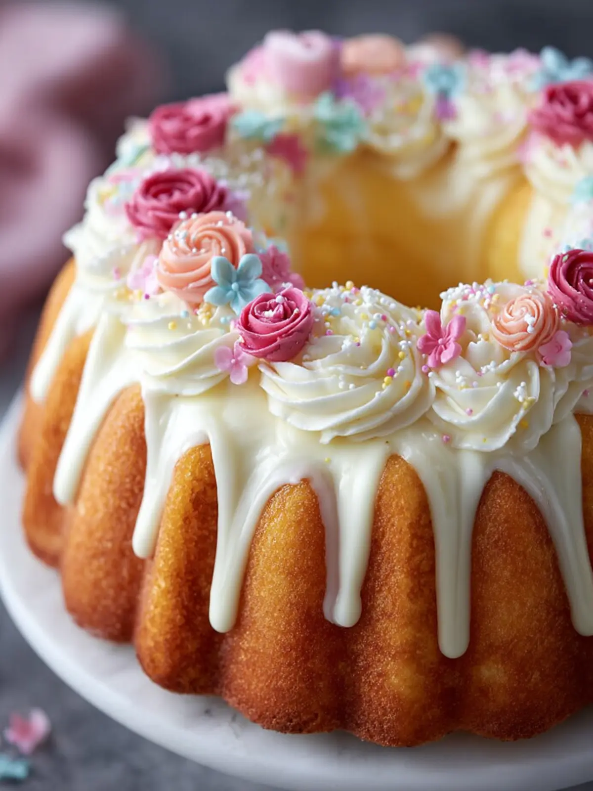 Decorative Floral Bundt Cake First Image