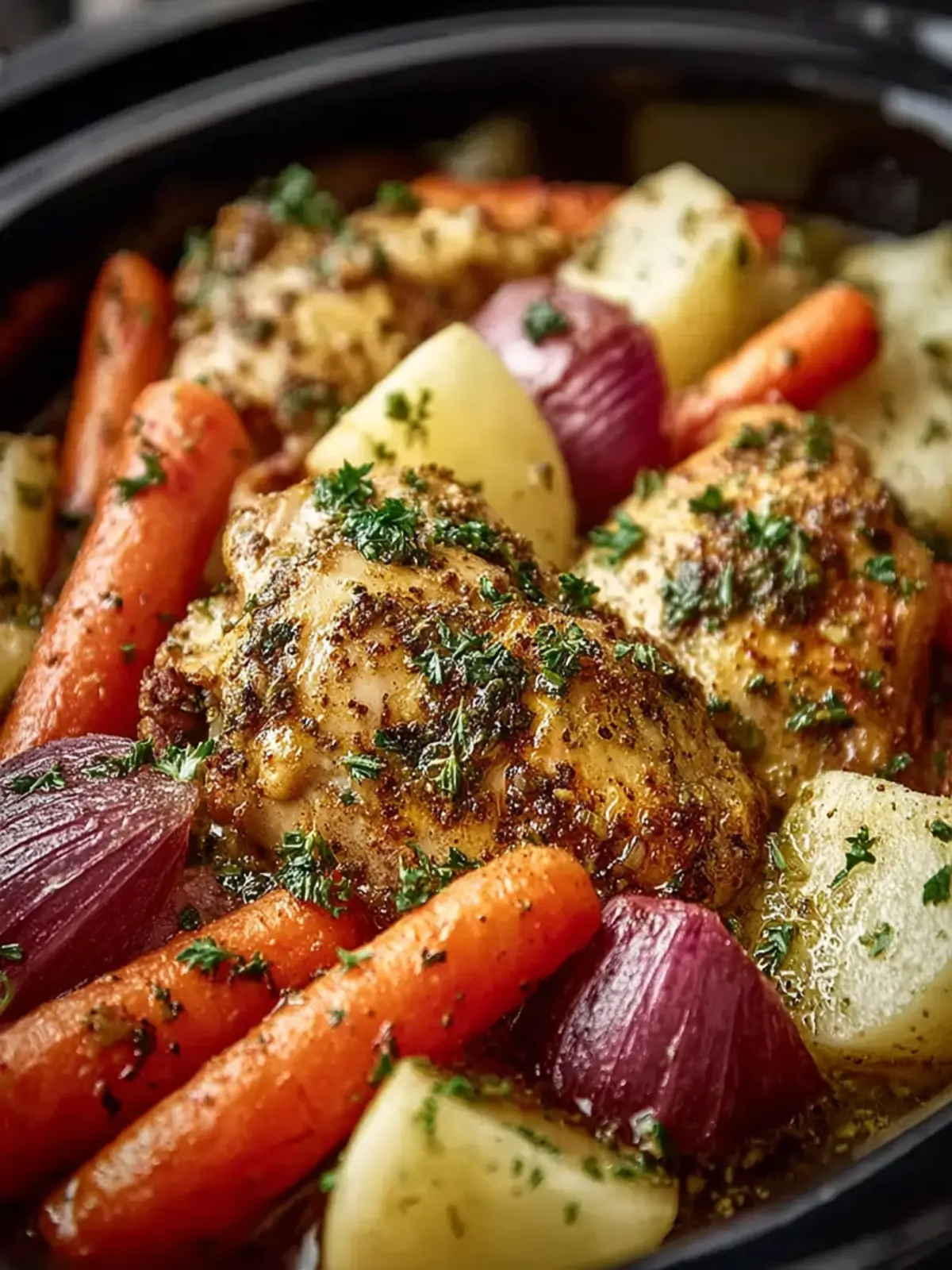 Slow Cooker Garlic Butter Chicken and Veggies First Image