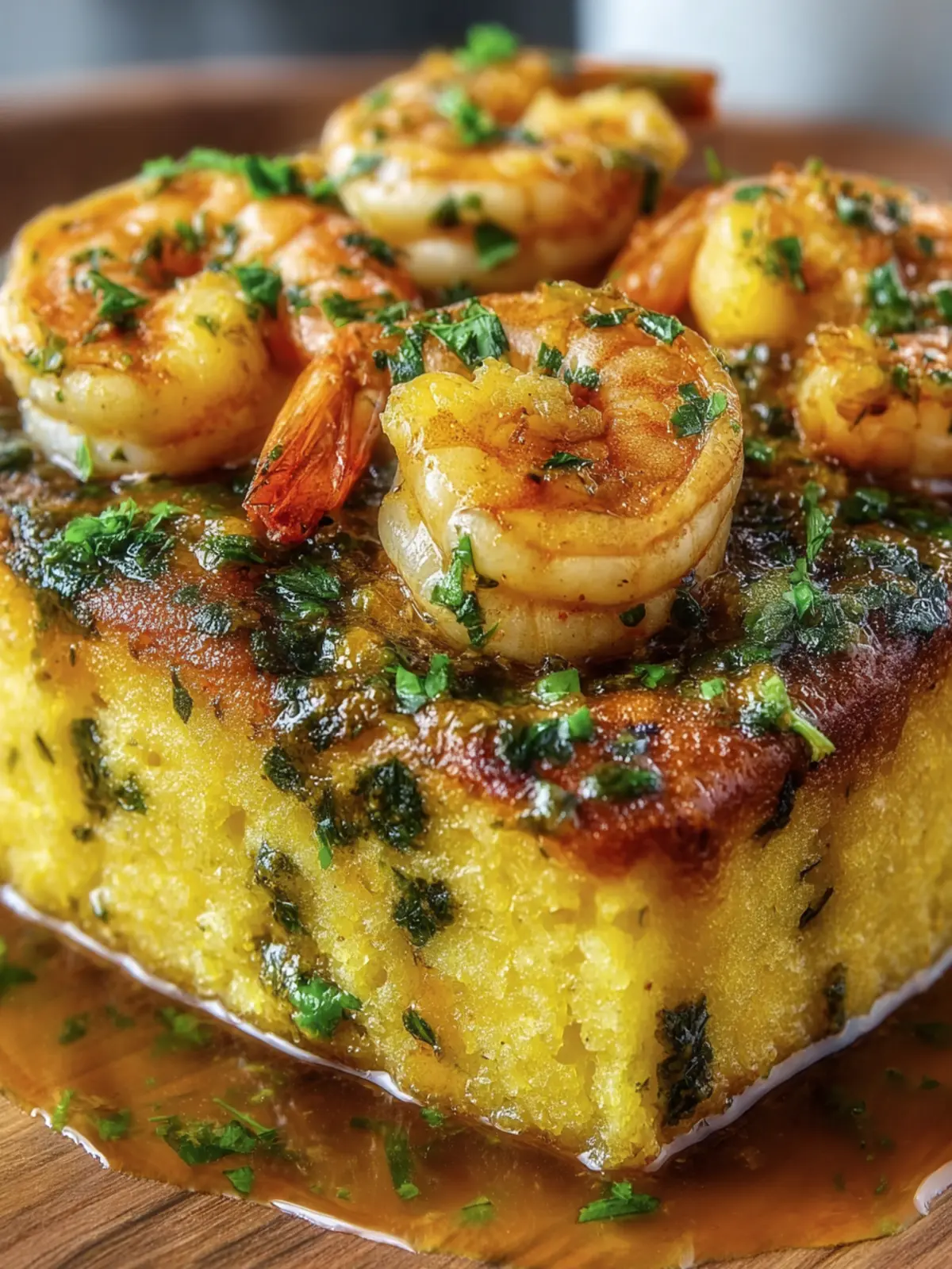 Savory Shrimp and Polenta Cake First Image