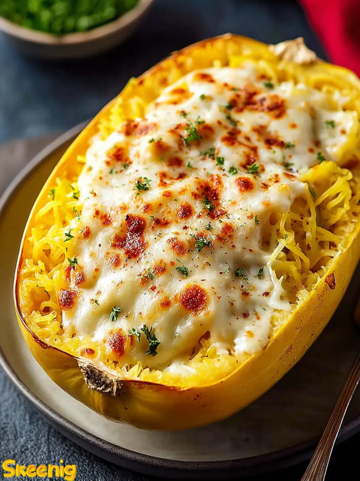Roasted Spaghetti Squash With Alfredo Sauce and Cheese First Image