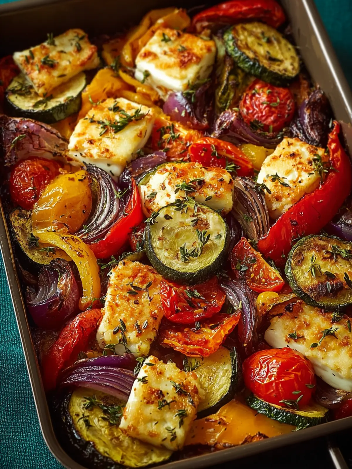 Irresistible Roasted Vegetable and Halloumi Bake Recipe First Image