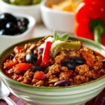 Ground Turkey Chili (with Peppers, Mushrooms, and Olives) First Image