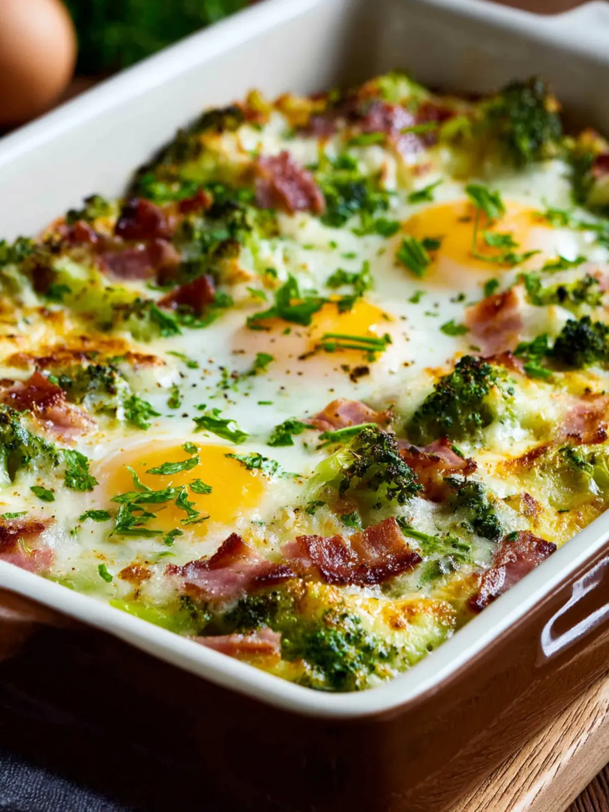 Broccoli, Ham, and Mozzarella Baked with Eggs First Image