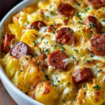 Kielbasa Sausage Cheesy Potato Casserole First Image