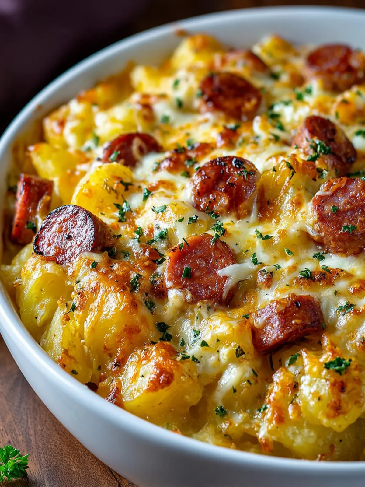 Kielbasa Sausage Cheesy Potato Casserole First Image