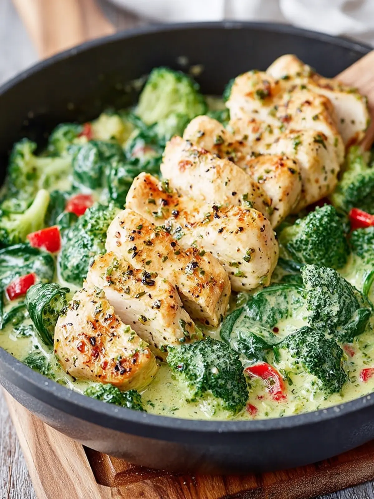 Garlic Chicken with Broccoli and Spinach Recipe First Image