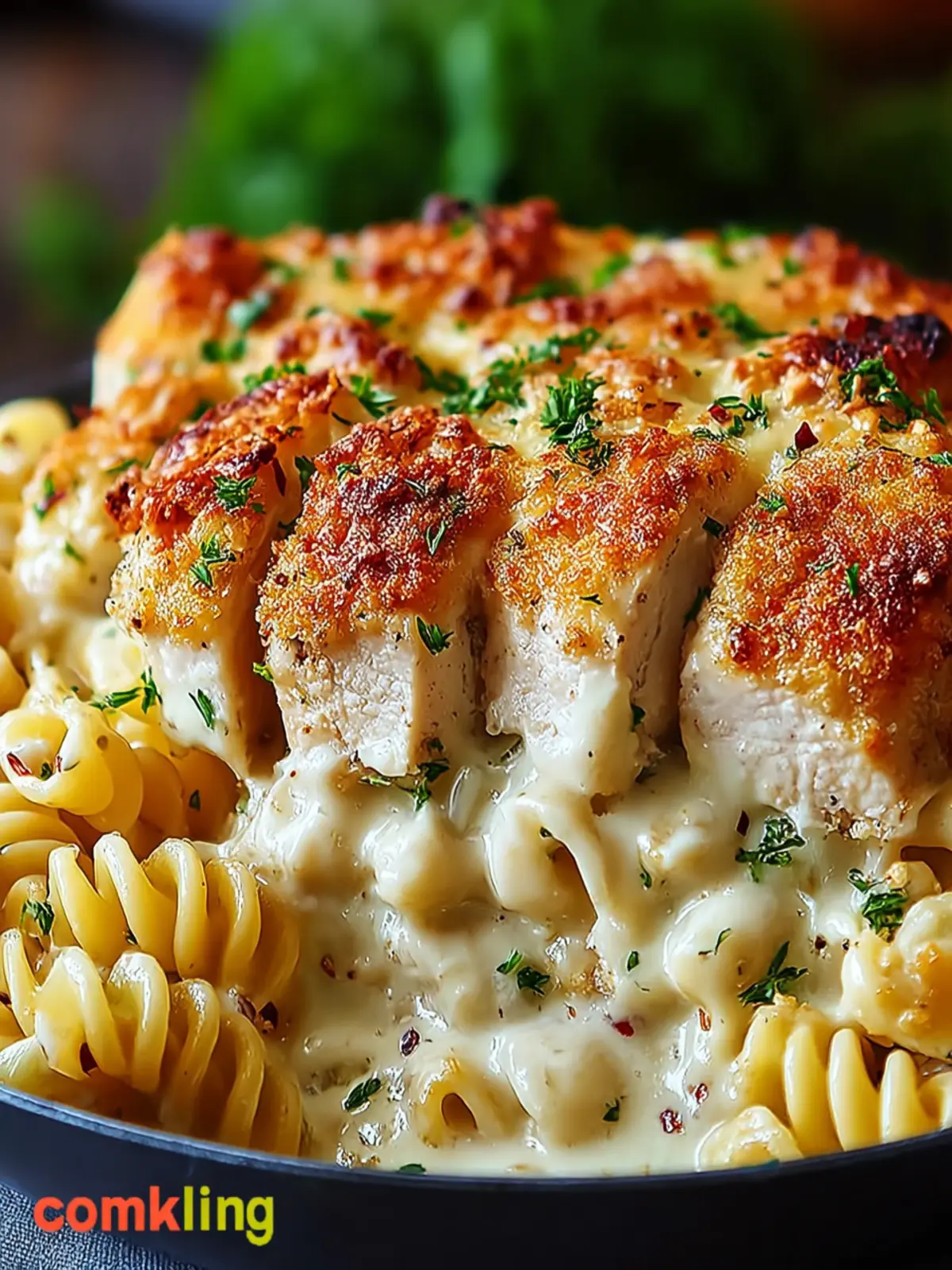 Creamy Garlic Parmesan Chicken Pasta Bake First Image