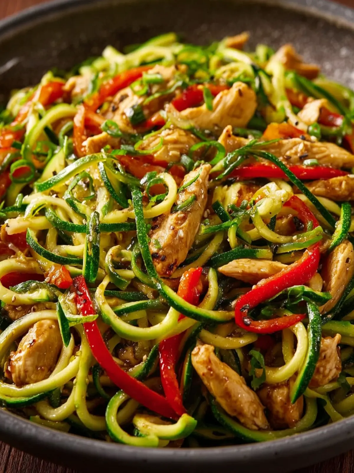 Garlic Chicken Zucchini Noodles Stir Fry First Image