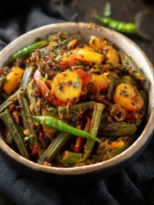 Aloo Bhindi Recipe (Indian Potato Okra Stir Fry) First Image