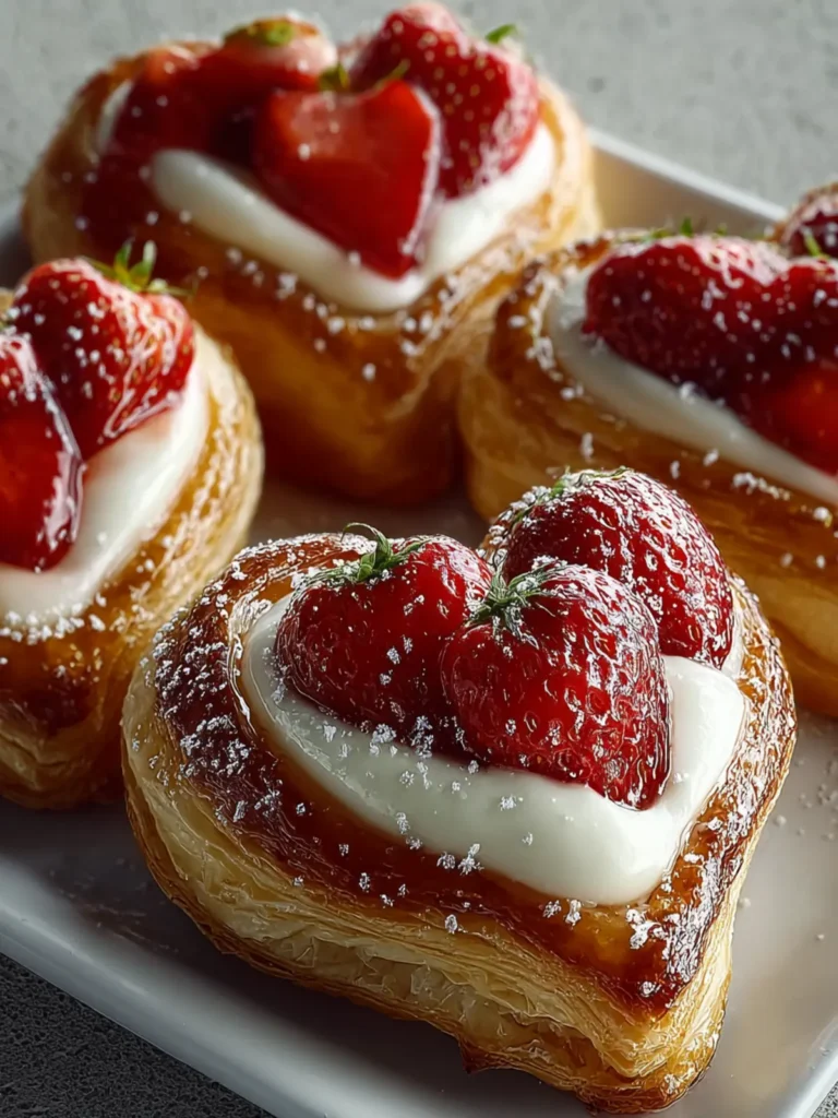 Strawberry Cream Cheese Heart Danishes First Image