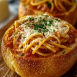 spaghetti garlic bread bowls First Image