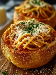 spaghetti garlic bread bowls First Image